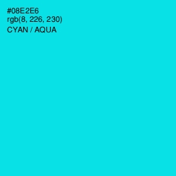 #08E2E6 - Cyan / Aqua Color Image
